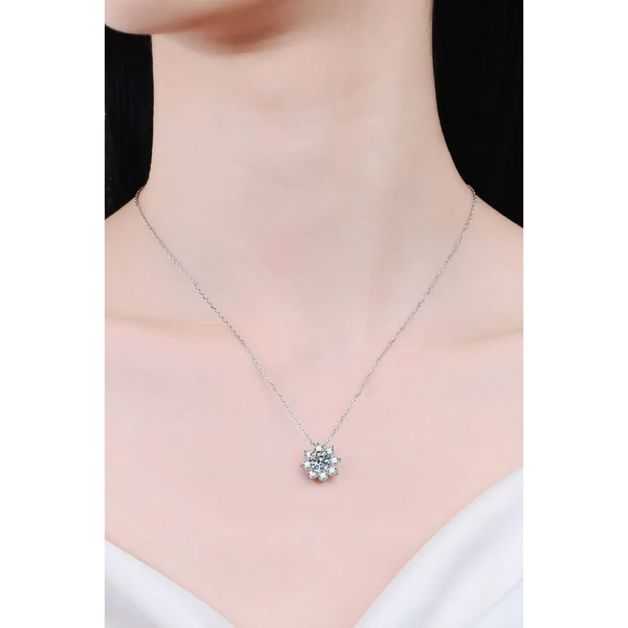 1 Carat Moissanite Floral-Shaped Pendant Necklace