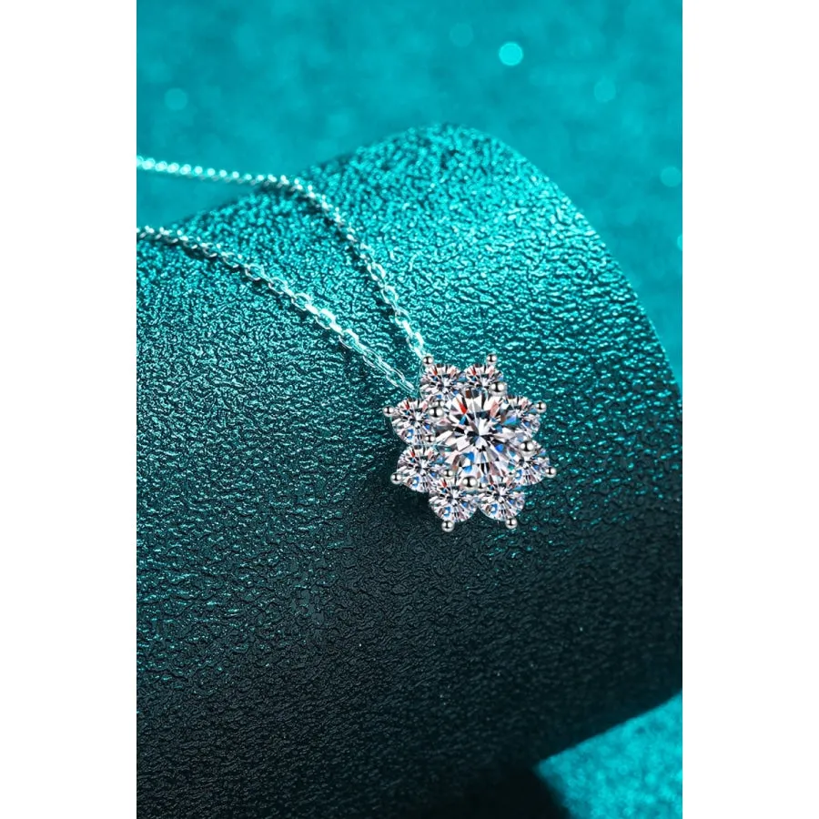 1 Carat Moissanite Floral-Shaped Pendant Necklace