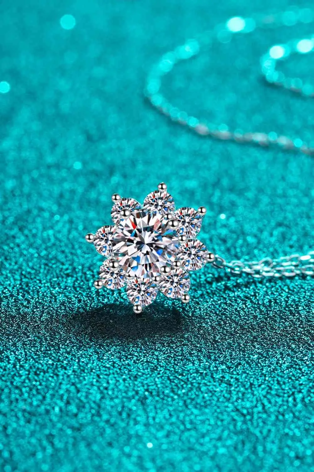 1 Carat Moissanite Floral-Shaped Pendant Necklace