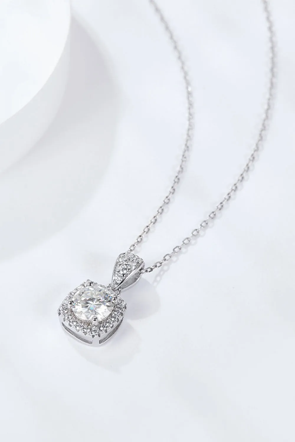 1 Carat Moissanite Square Pendant Necklace