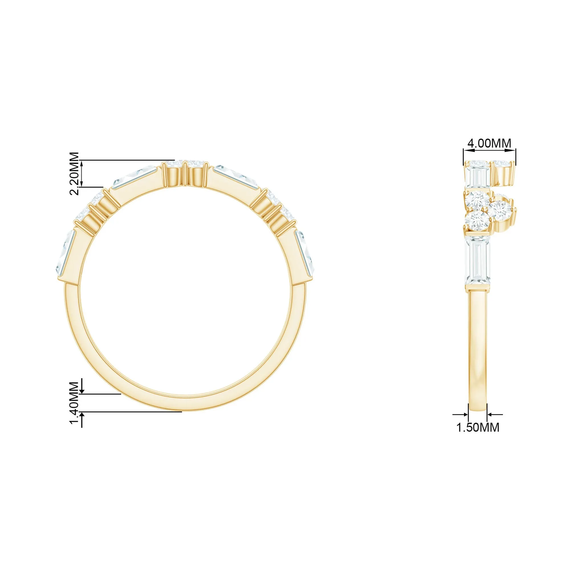 1 CT Certified Moissanite Half Eternity Ring in Minimal Style