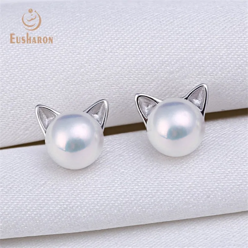 10 PCS Cute Cat Freshwater Pearl Pendant Necklace Earrings Jewelry Set