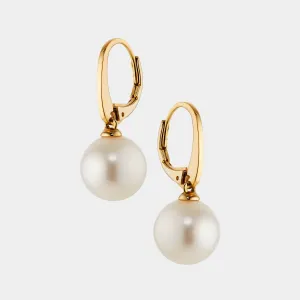 10MM GENUINE FRESHWATER PEARL LEVERBACK EARRINGS