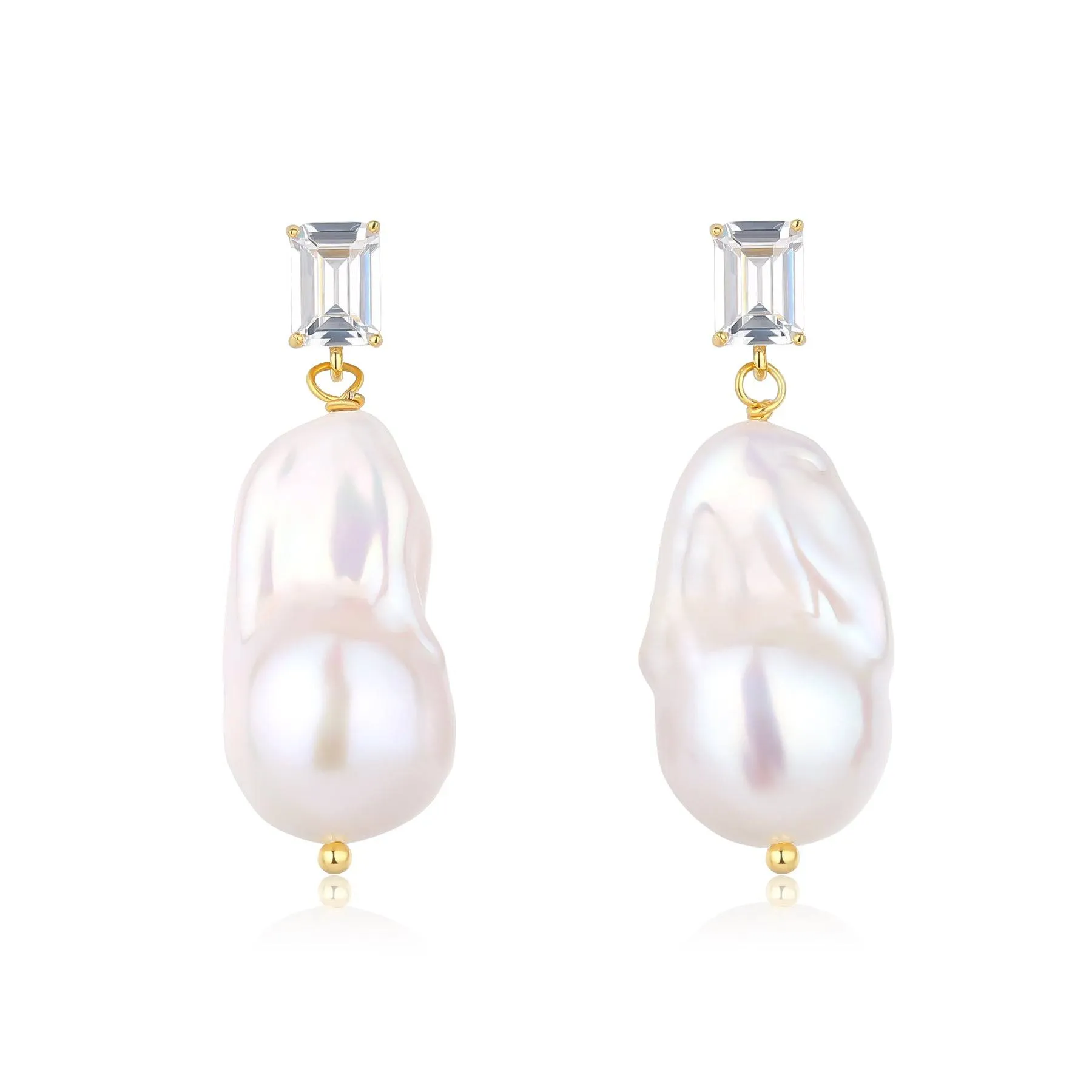 11-13mm Baroque Pearl Earrings with Cubic Zirconia