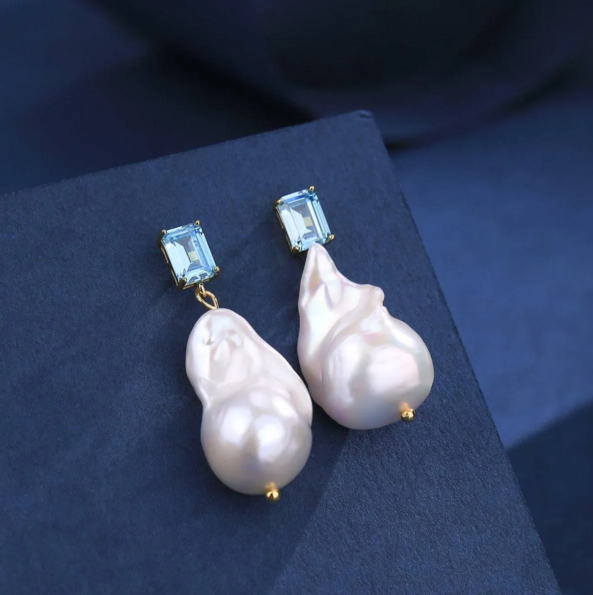 11-13mm Baroque Pearl Earrings with Cubic Zirconia