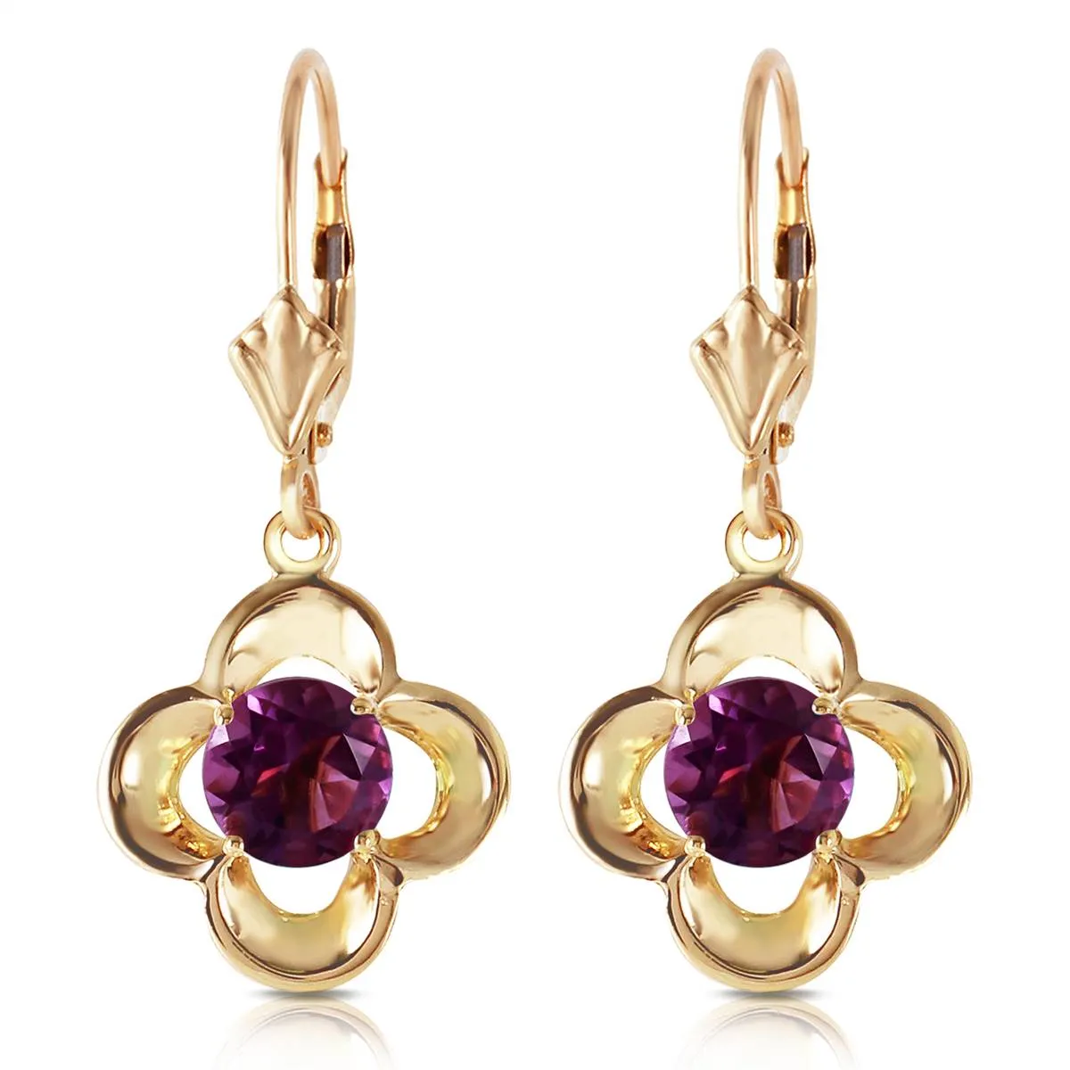 1.1 Carat 14K Solid Yellow Gold Venus Amethyst Earrings