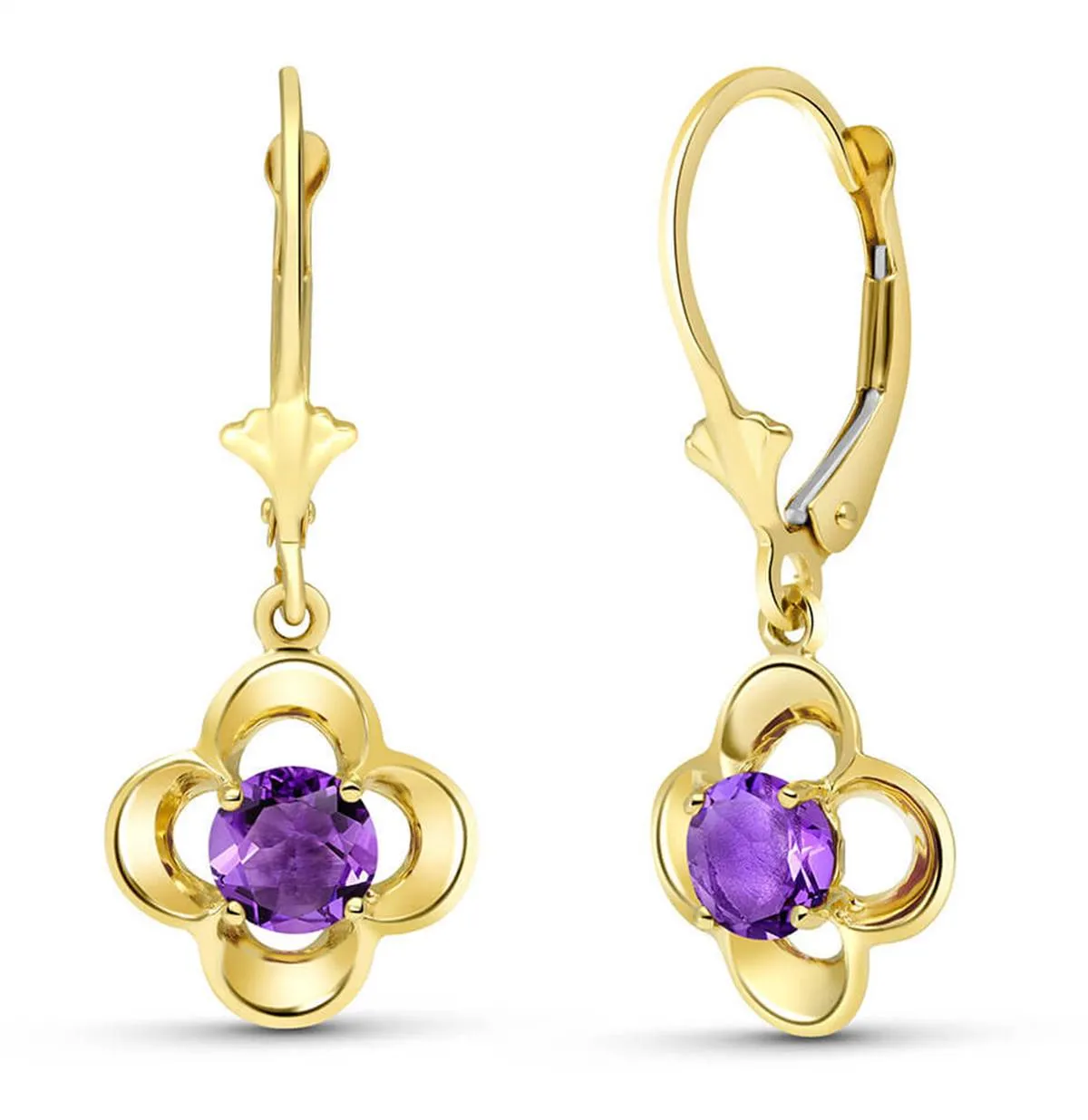 1.1 Carat 14K Solid Yellow Gold Venus Amethyst Earrings