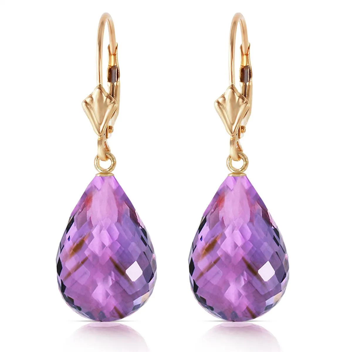 14 Carat 14K Solid Yellow Gold Loveliness Amethyst Earrings