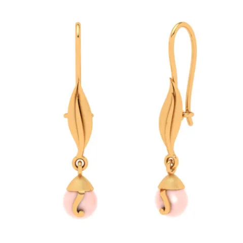 14k Gold Leaf Motif Earrings From Pc Chandra Amazea Collection