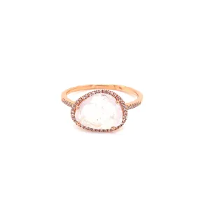 14K Rose Gold Diamond   Rainbow Moonstone Ring