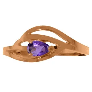 14K Solid Rose Gold Ring Natural Purple Amethyst Certified