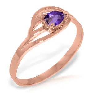 14K Solid Rose Gold Ring Natural Purple Amethyst Certified