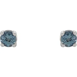 14K White 2.5 mm Natural Aquamarine Stud Earrings