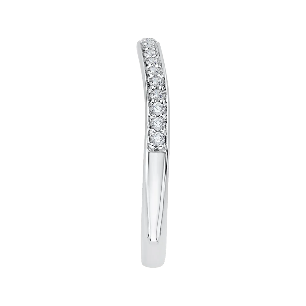 14K White Gold Diamond Wedding Band with Euro Shank