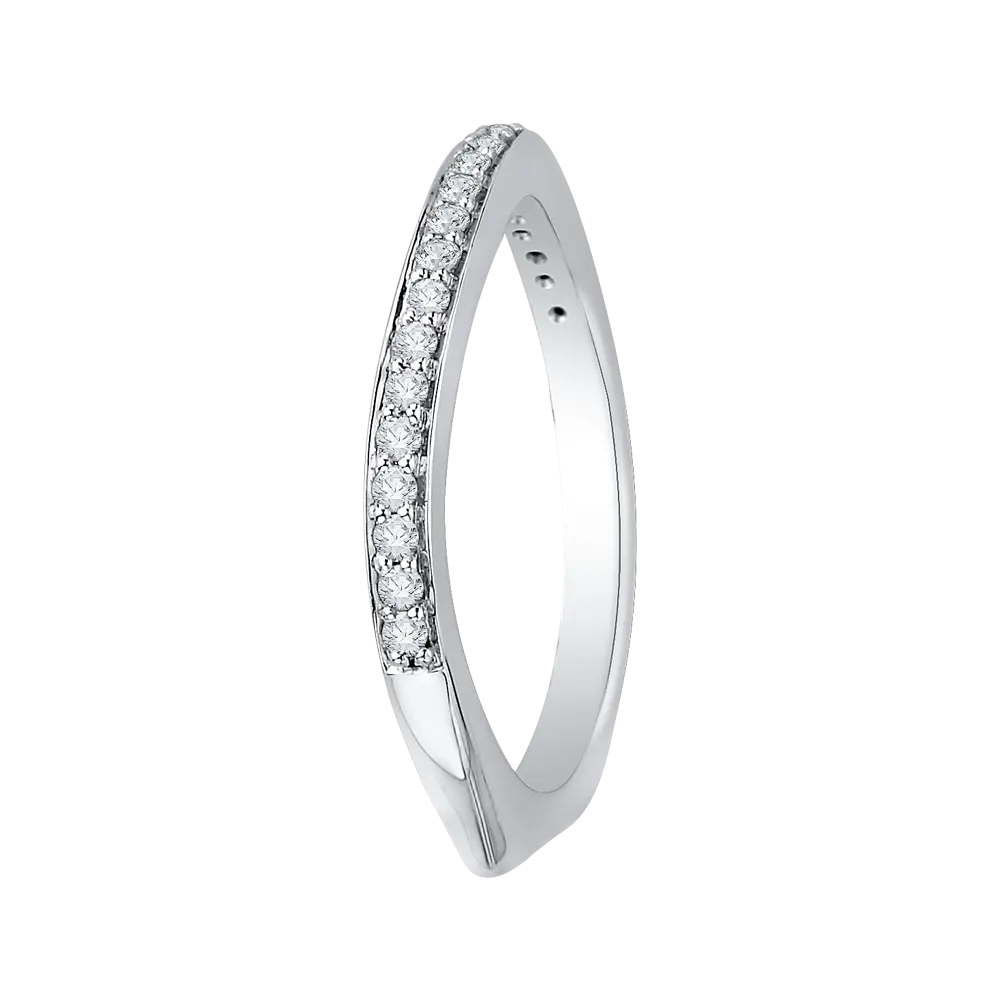 14K White Gold Diamond Wedding Band with Euro Shank