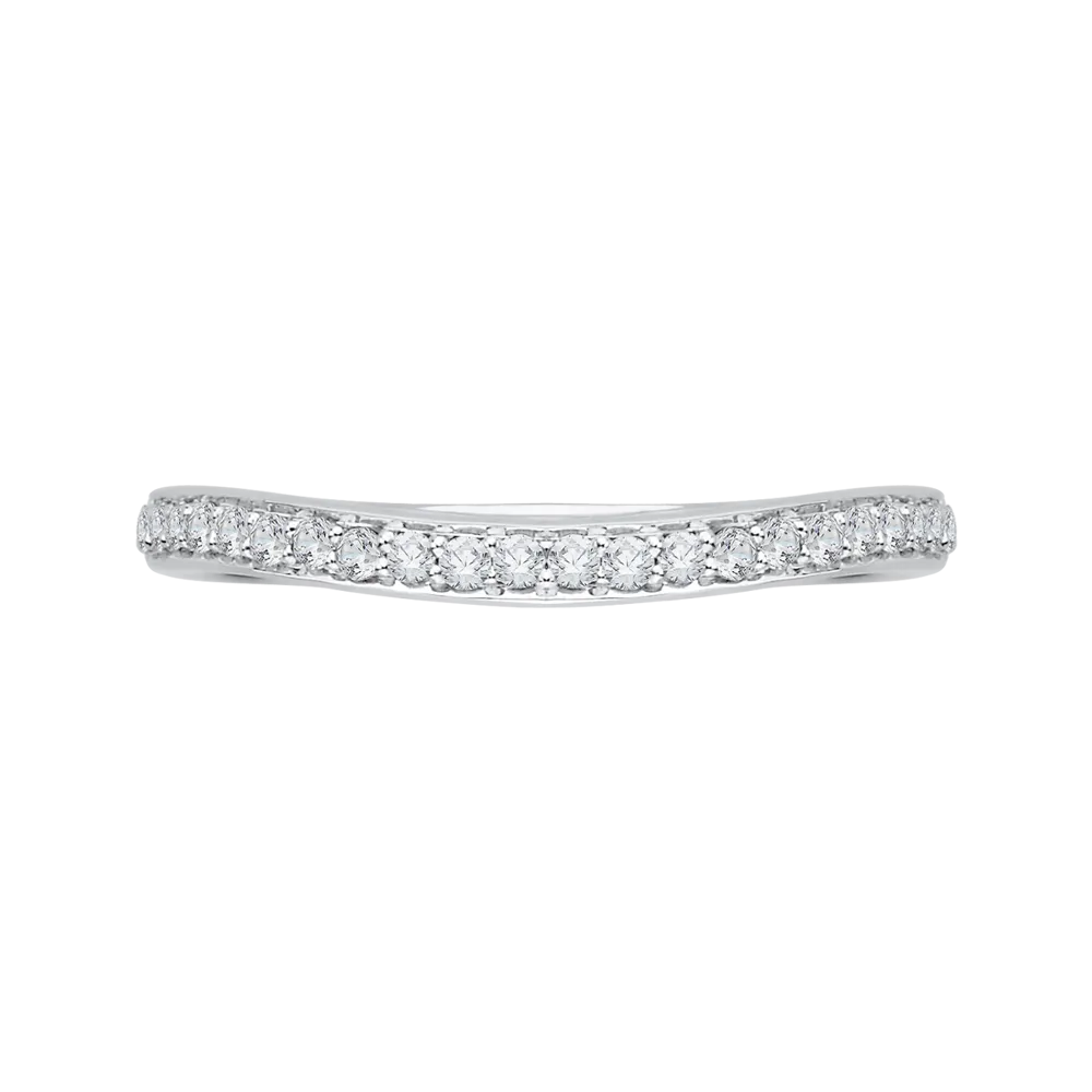 14K White Gold Diamond Wedding Band with Euro Shank