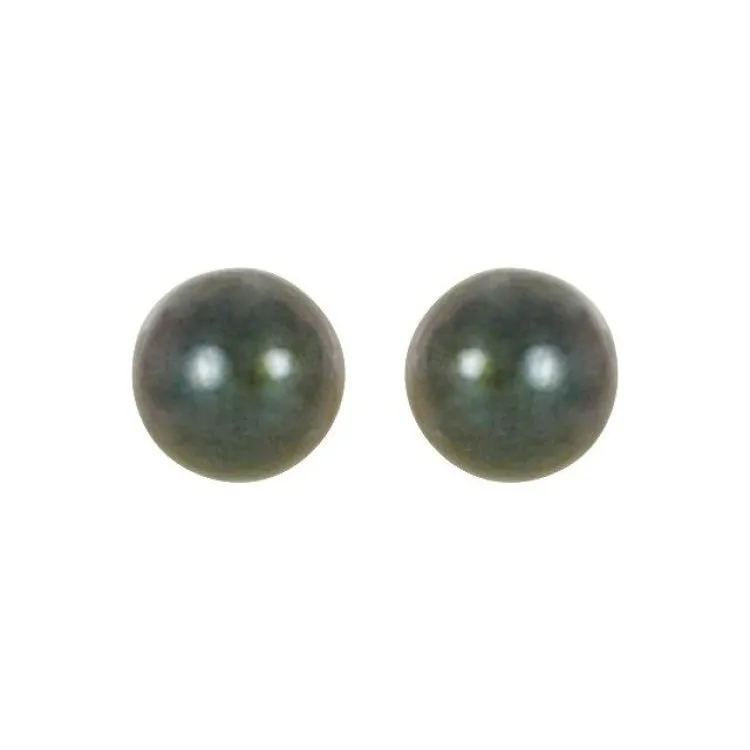 14K Yellow 4 mm Cultured Black Akoya Pearl Earrings