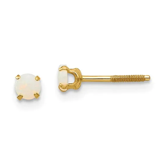 14k Yellow Gold 3mm Round Genuine Birthstone Screwback Earrings