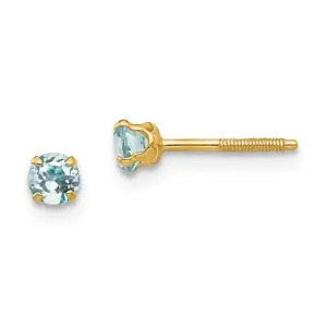 14k Yellow Gold 3mm Round Genuine Birthstone Screwback Earrings