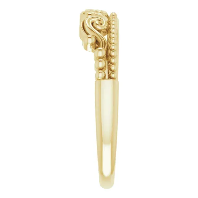 14K Yellow Gold Stackable Scroll Ring