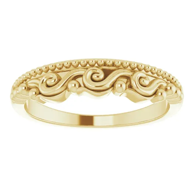 14K Yellow Gold Stackable Scroll Ring