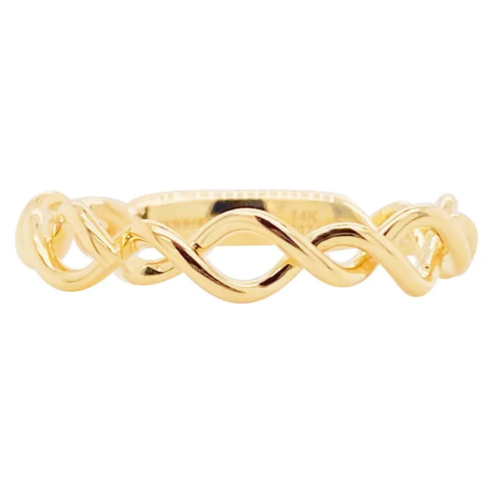 14K Yellow Gold Twisted Stackable Band