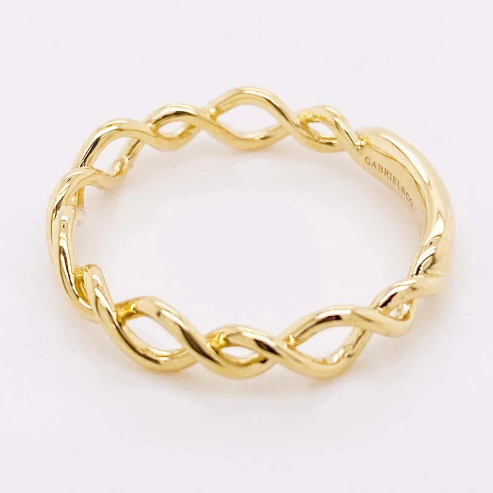 14K Yellow Gold Twisted Stackable Band