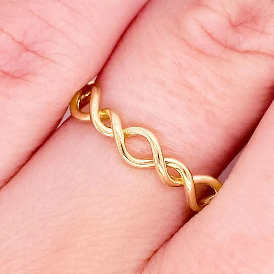 14K Yellow Gold Twisted Stackable Band