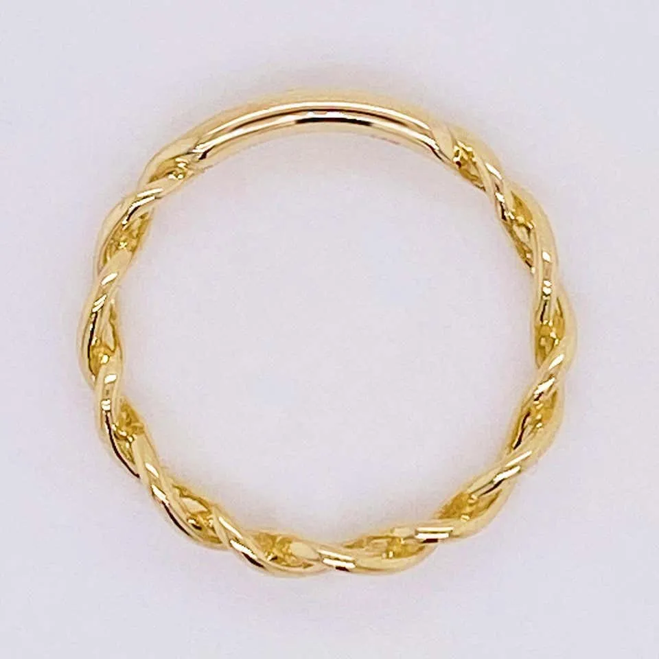 14K Yellow Gold Twisted Stackable Band