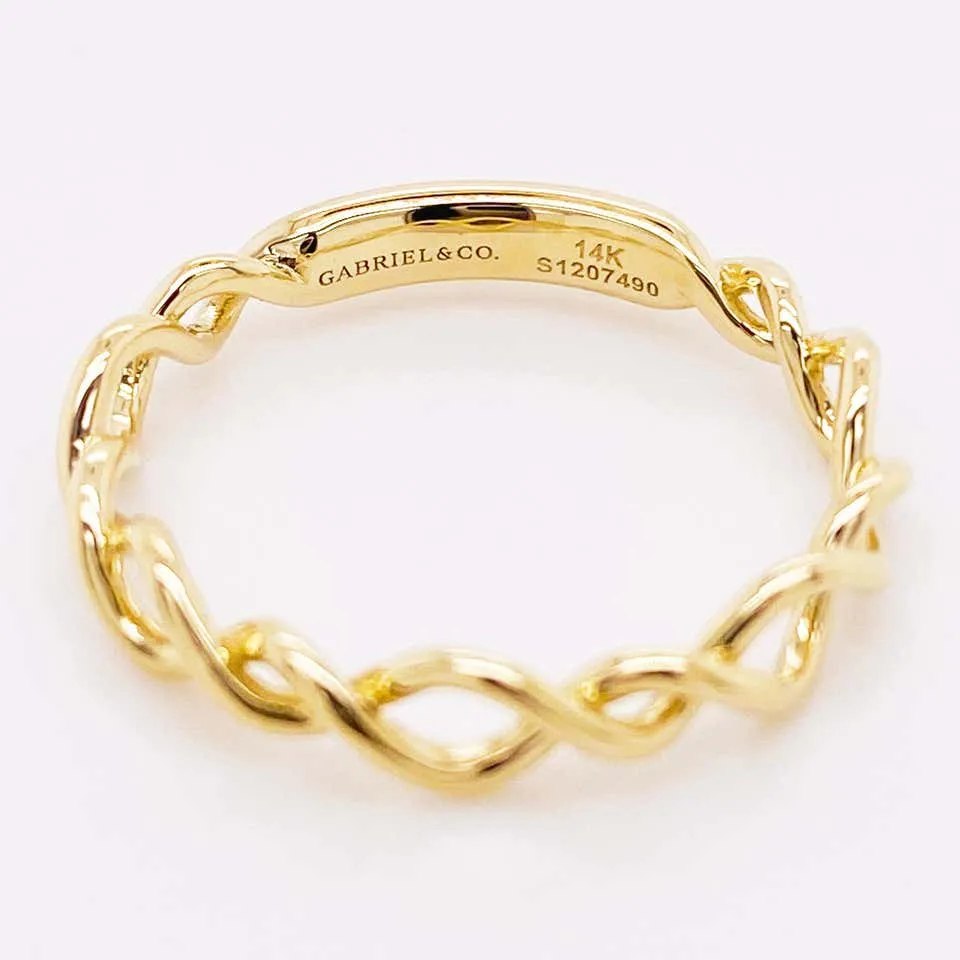 14K Yellow Gold Twisted Stackable Band