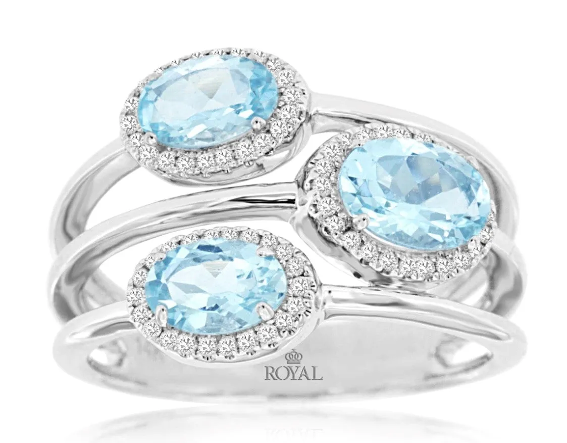 14kw aquamarine and diamond ring