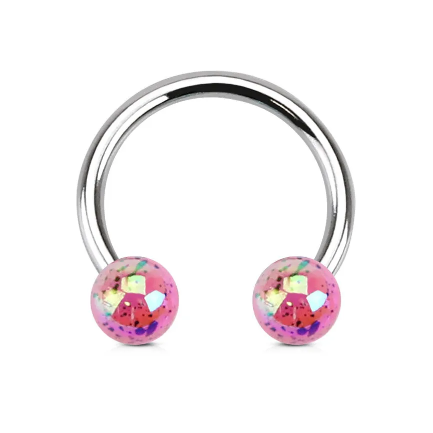 16G Milky Splash Acrylic Circular Barbell