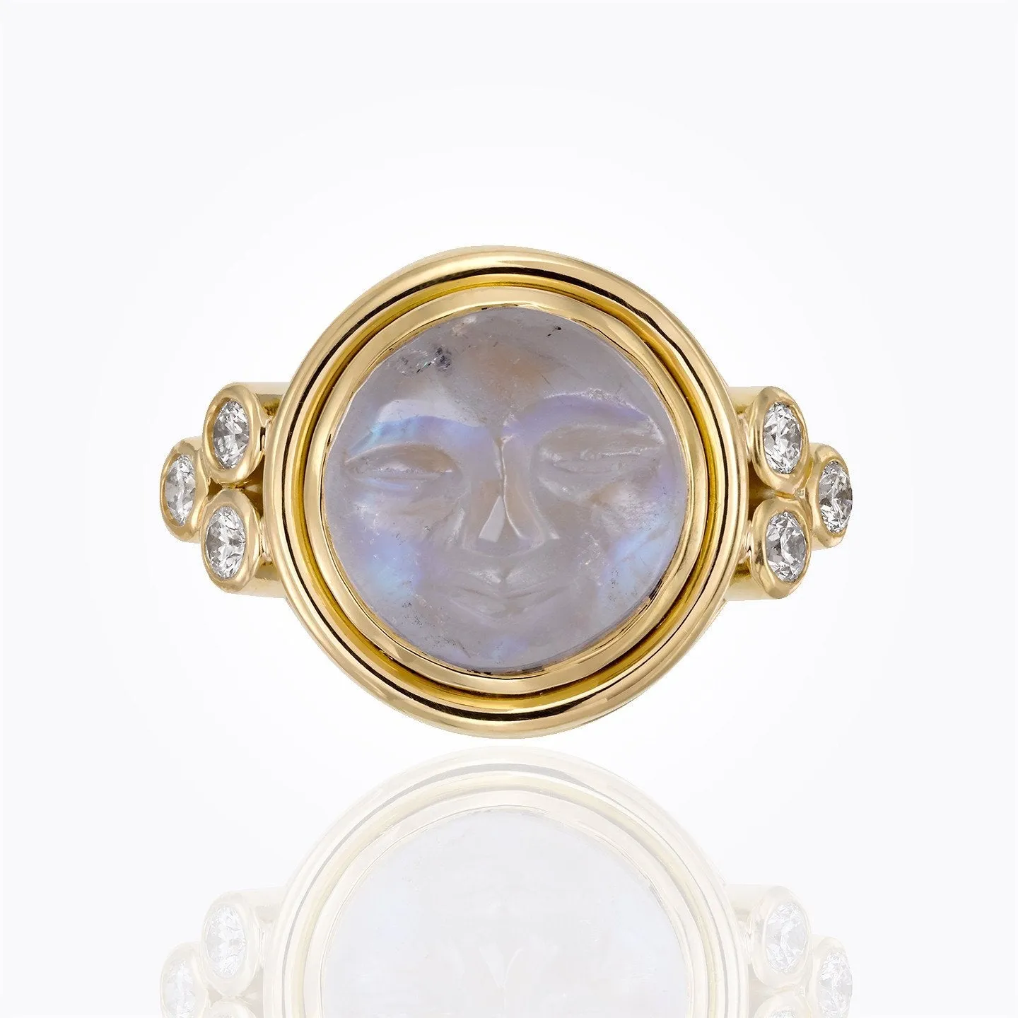 18K Moonface ring with diamond