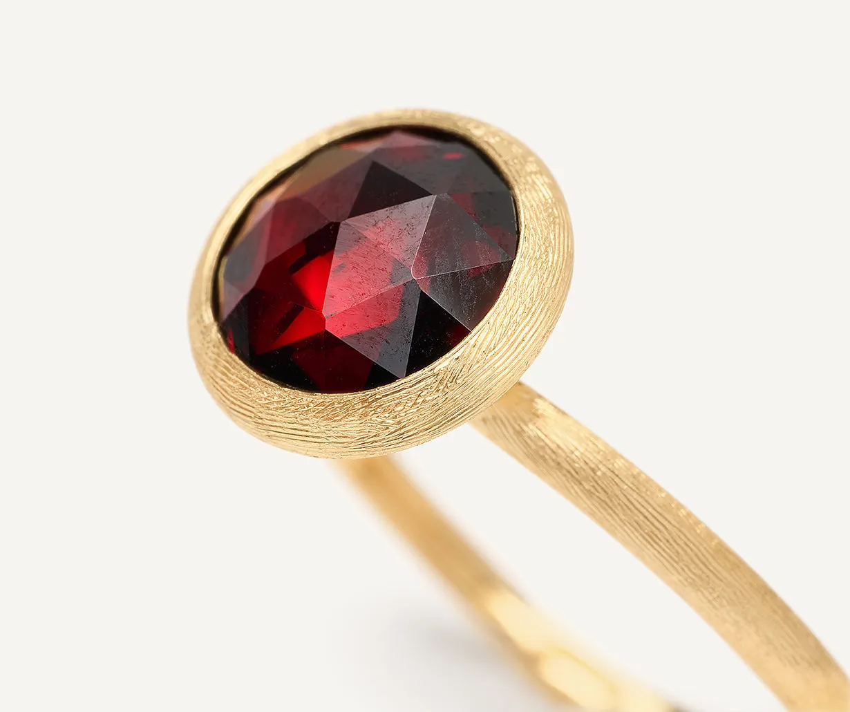 18K Yellow Gold Garnet Stackable Ring