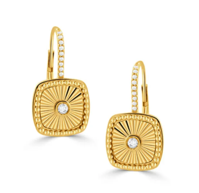 18k Yellow Gold 'Helios' Diamond & Pearl Accent Earrings (I9016)