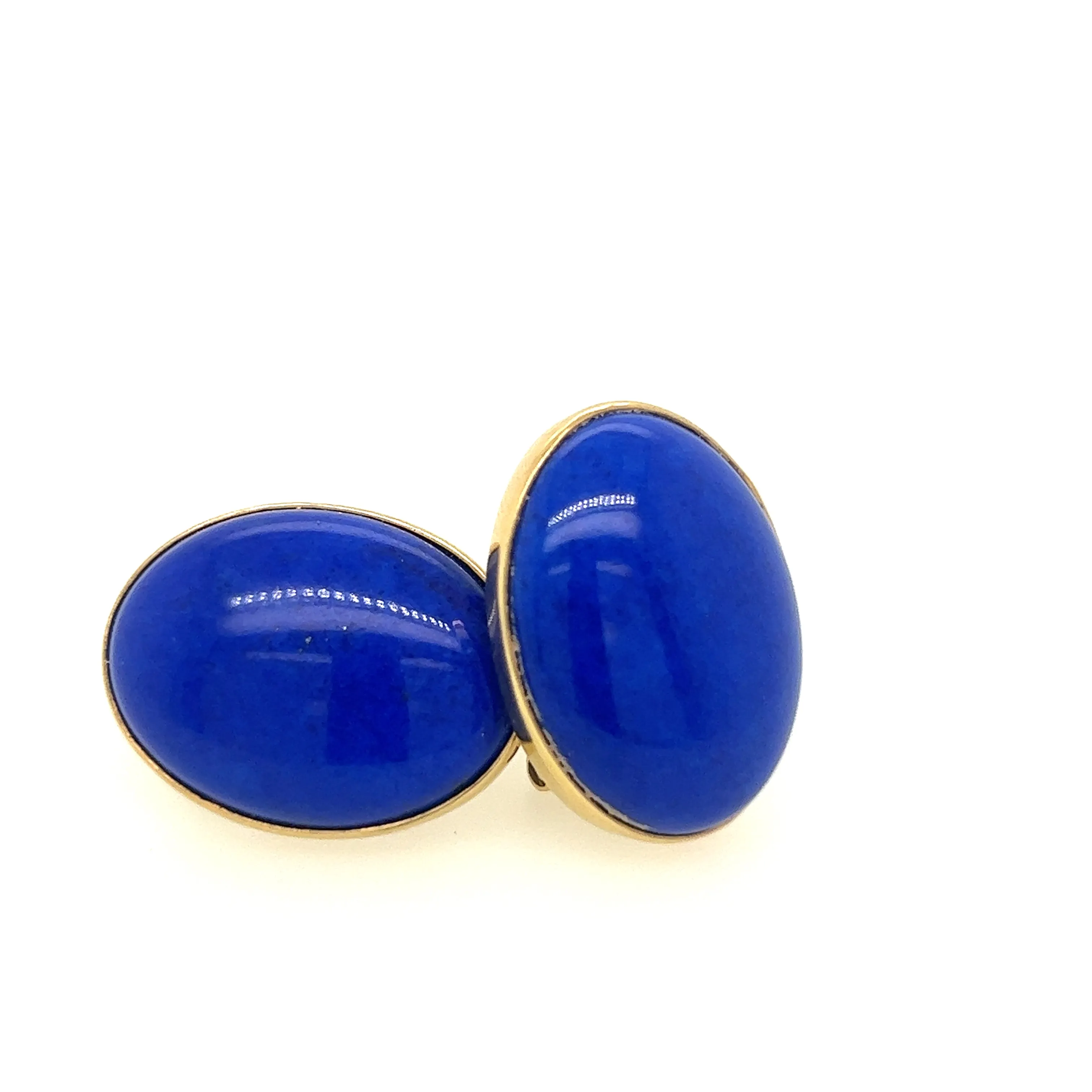 18K Yellow Gold Lapis Earrings