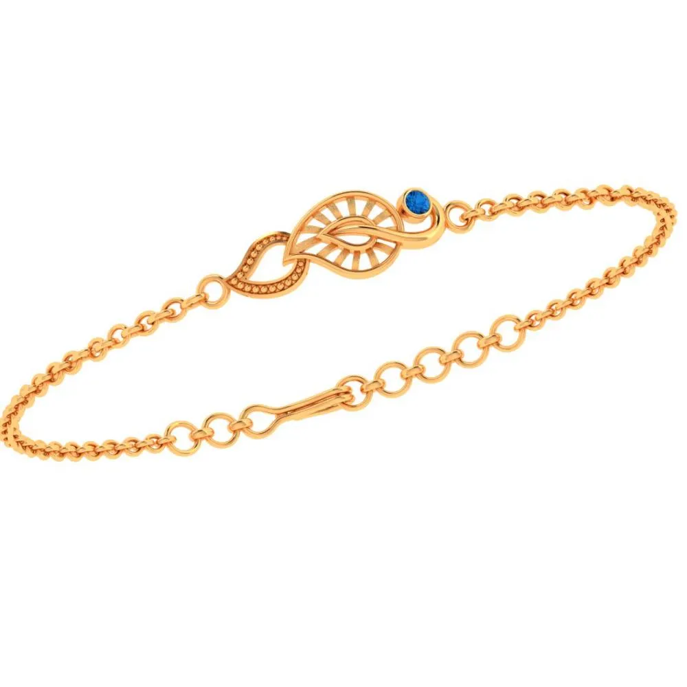 22k Kalka Style Gold Bracelet With Blue Stone