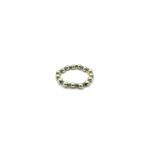 3mm Waterproof Stretch Ring Color Crush Newport STORMY Blue & Gold Filled