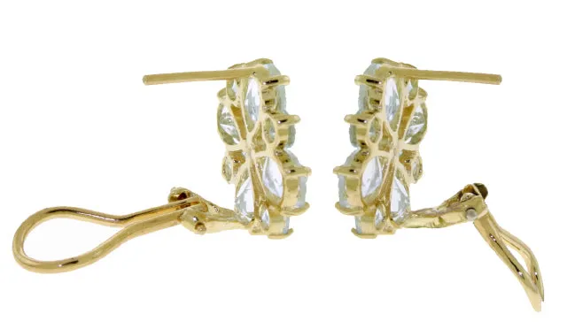 4.85 Carat 14K Solid Yellow Gold French Clips Earrings Natural Aquamarine