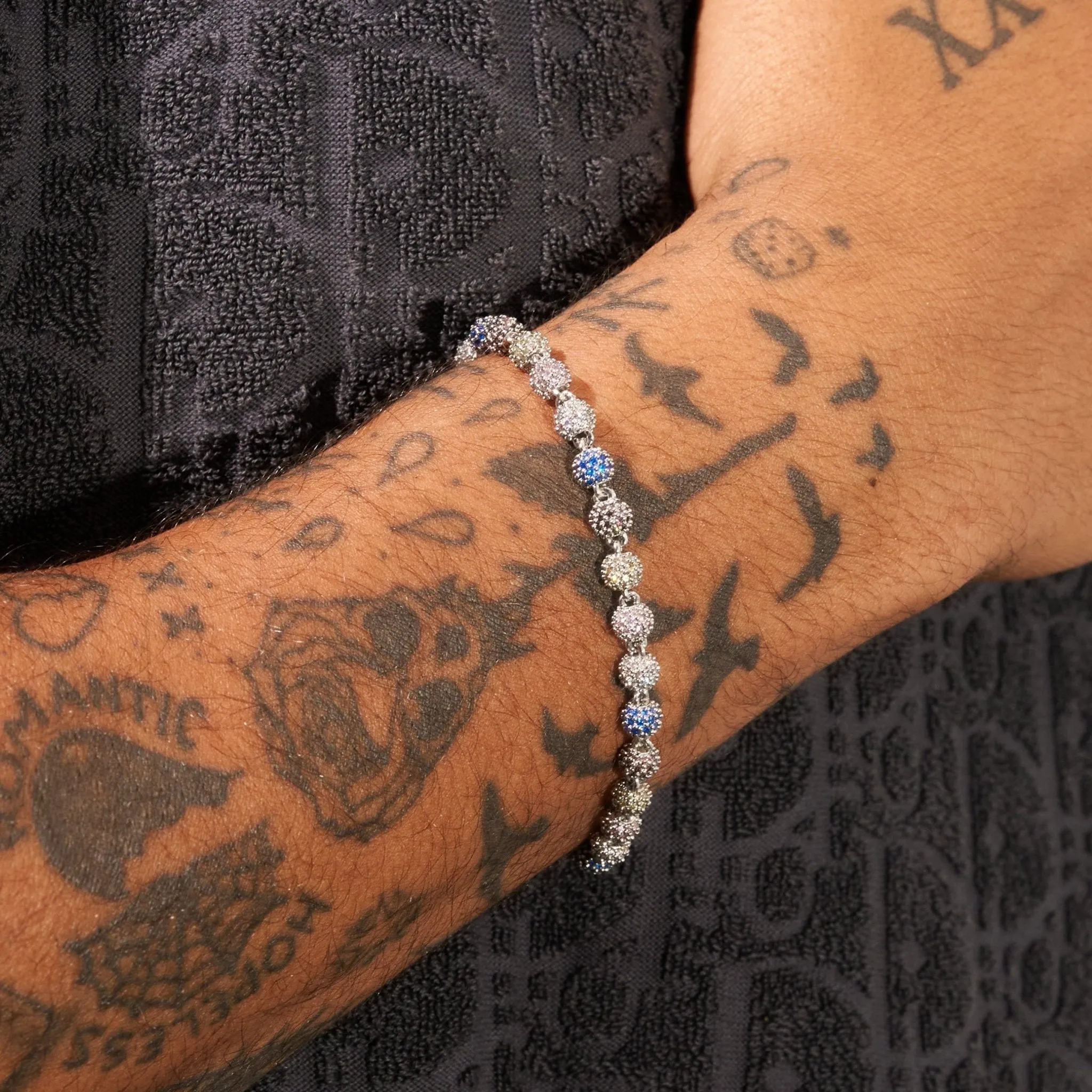 5mm ICED BALL BRACELET - WHITE GOLD