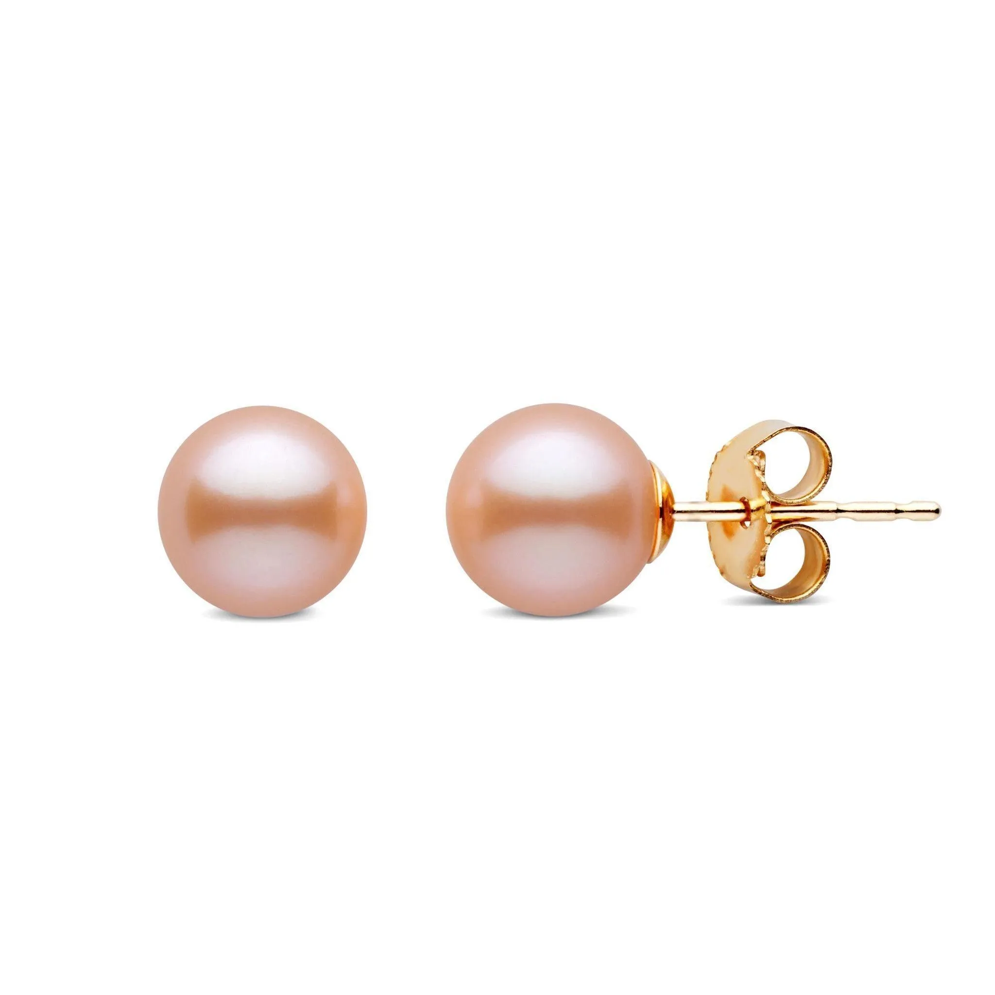 6.5-7.0 mm Pink to Peach Freshadama Freshwater Pearl Stud Earrings