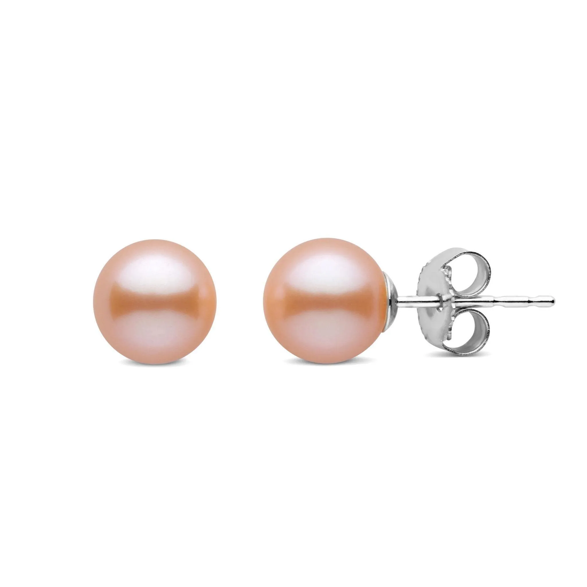 6.5-7.0 mm Pink to Peach Freshadama Freshwater Pearl Stud Earrings