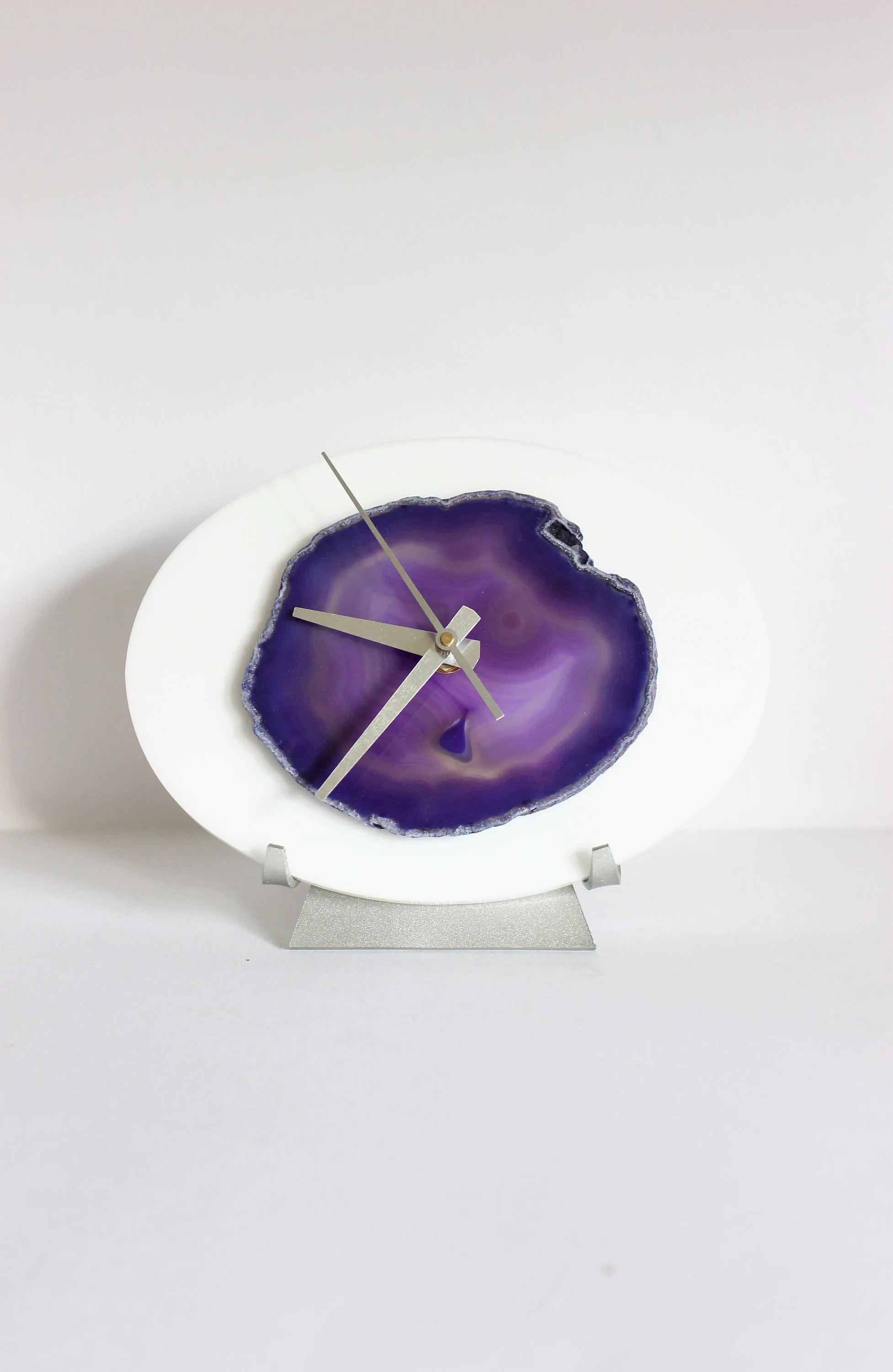 7" Purple Agate Acrylic Desk Clock