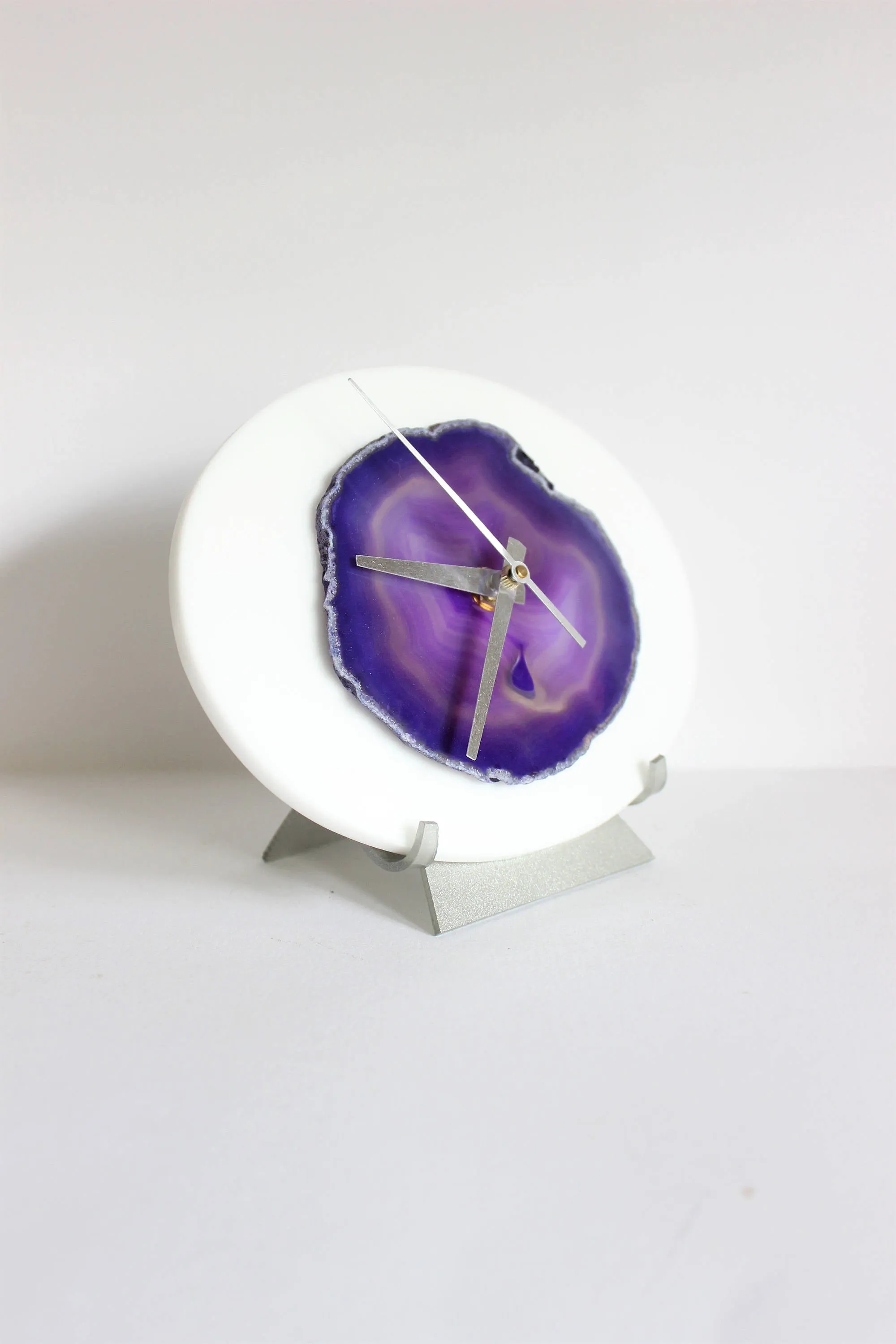 7" Purple Agate Acrylic Desk Clock