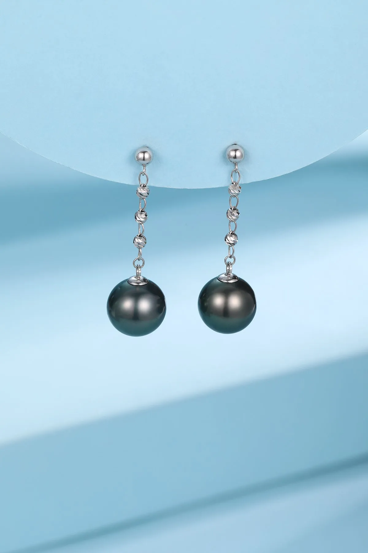 8-9mm Tahitian Pearl & Beaded Long Drop Earrings