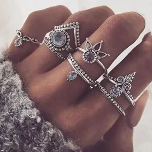 8pcs/Set Bohemian Lucky Stackable Midi Rings Set Rings for Women