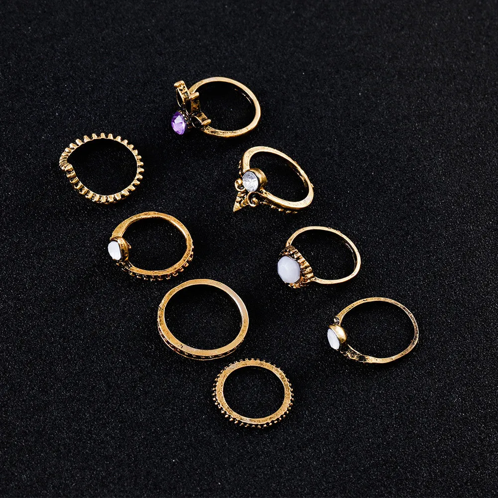 8pcs/Set Bohemian Lucky Stackable Midi Rings Set Rings for Women