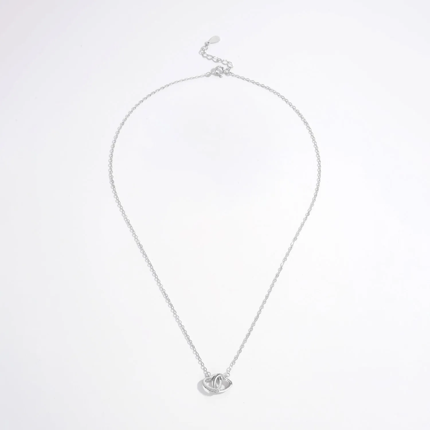 925 Sterling Silver Inlaid Zircon Heart Necklace