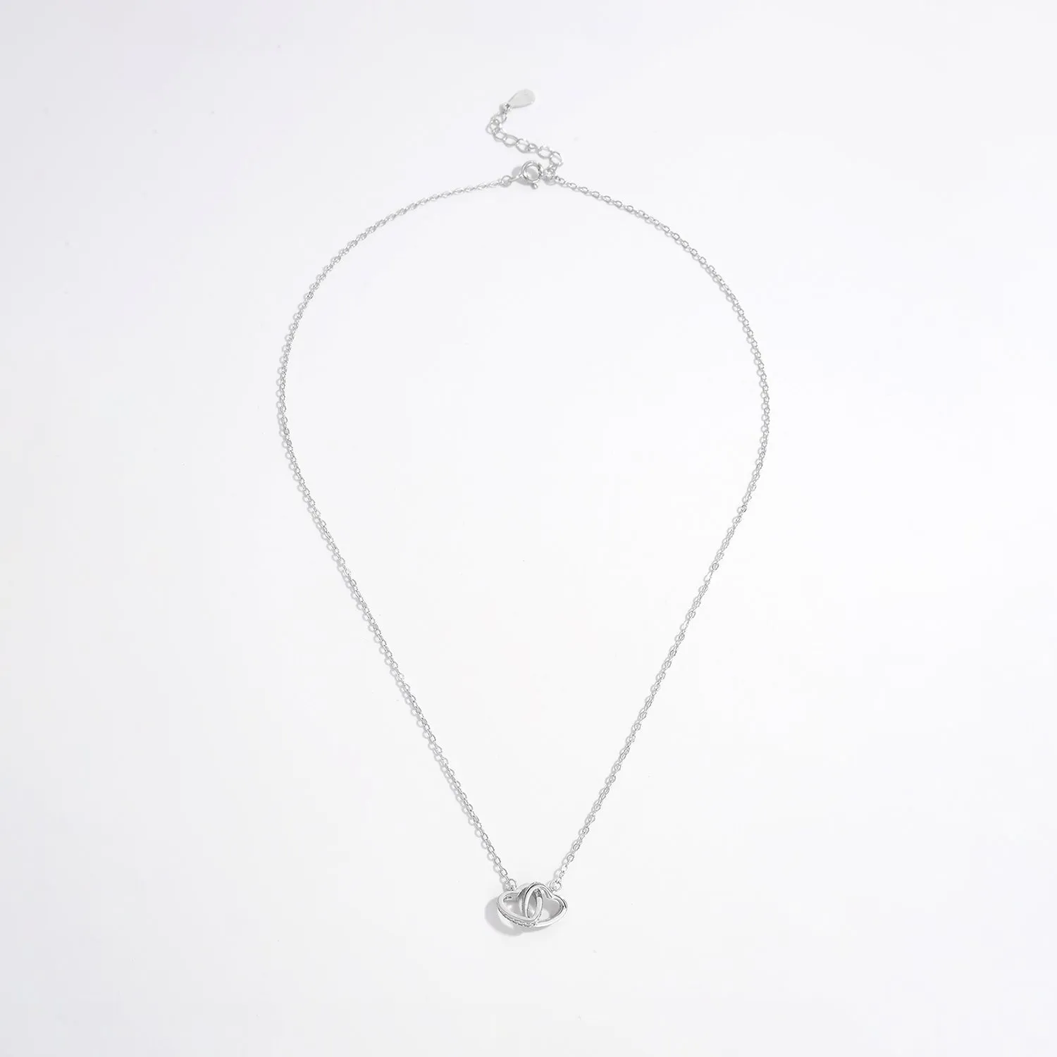 925 Sterling Silver Inlaid Zircon Heart Necklace