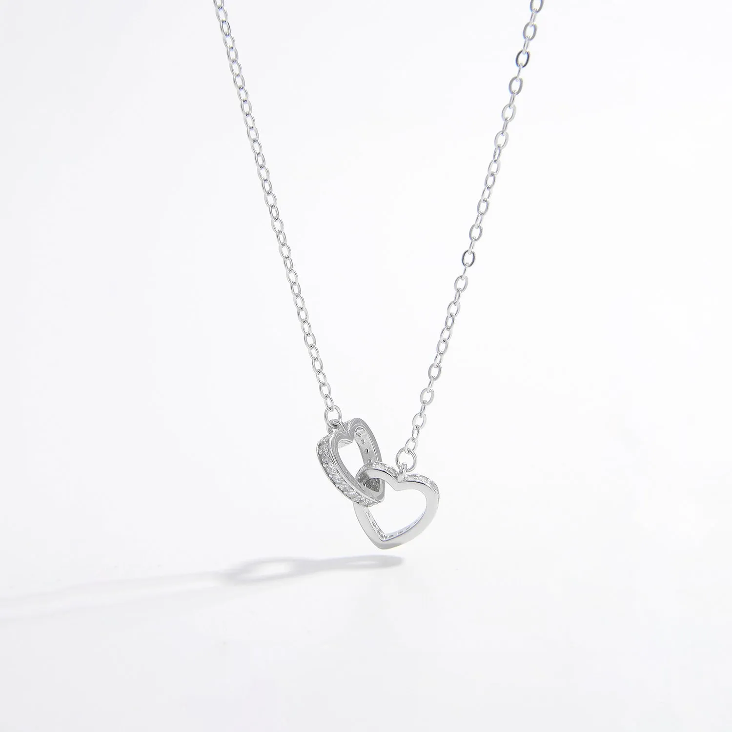 925 Sterling Silver Inlaid Zircon Heart Necklace